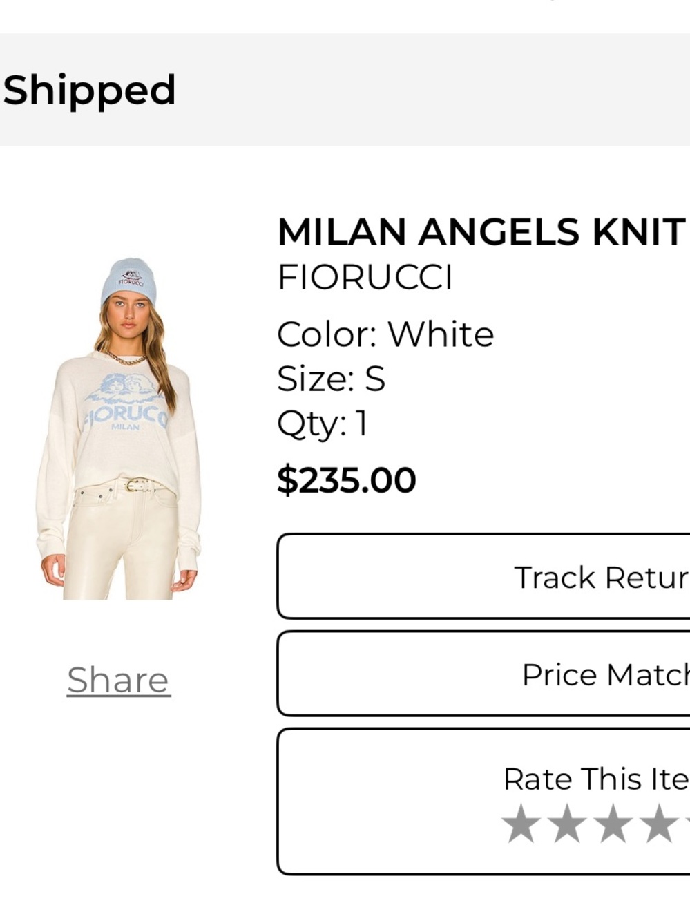 Fiorucci White Milan Angels Graphic Crewneck Sweater